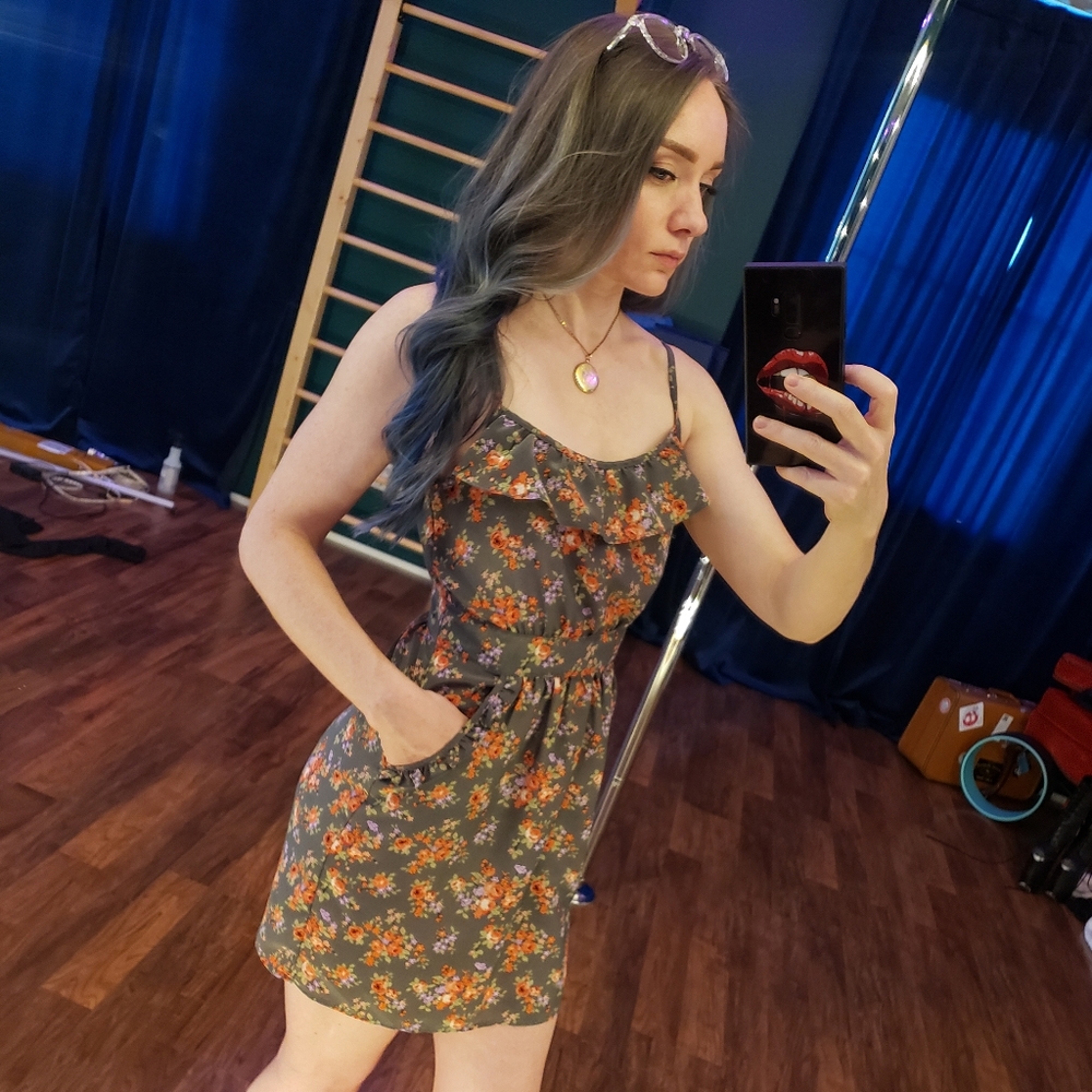 Gray floral dress